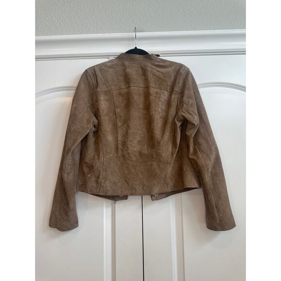 Blank NYC Size Medium 100% Leather Brown Suede-like Jacker with Zipper Pockets - Picture 6 of 6